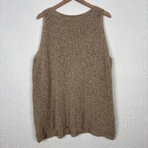 Amy Brill Beige Open Knit Sleeveless Tunic Mohair Blend Sweater Top Lagenlook OS